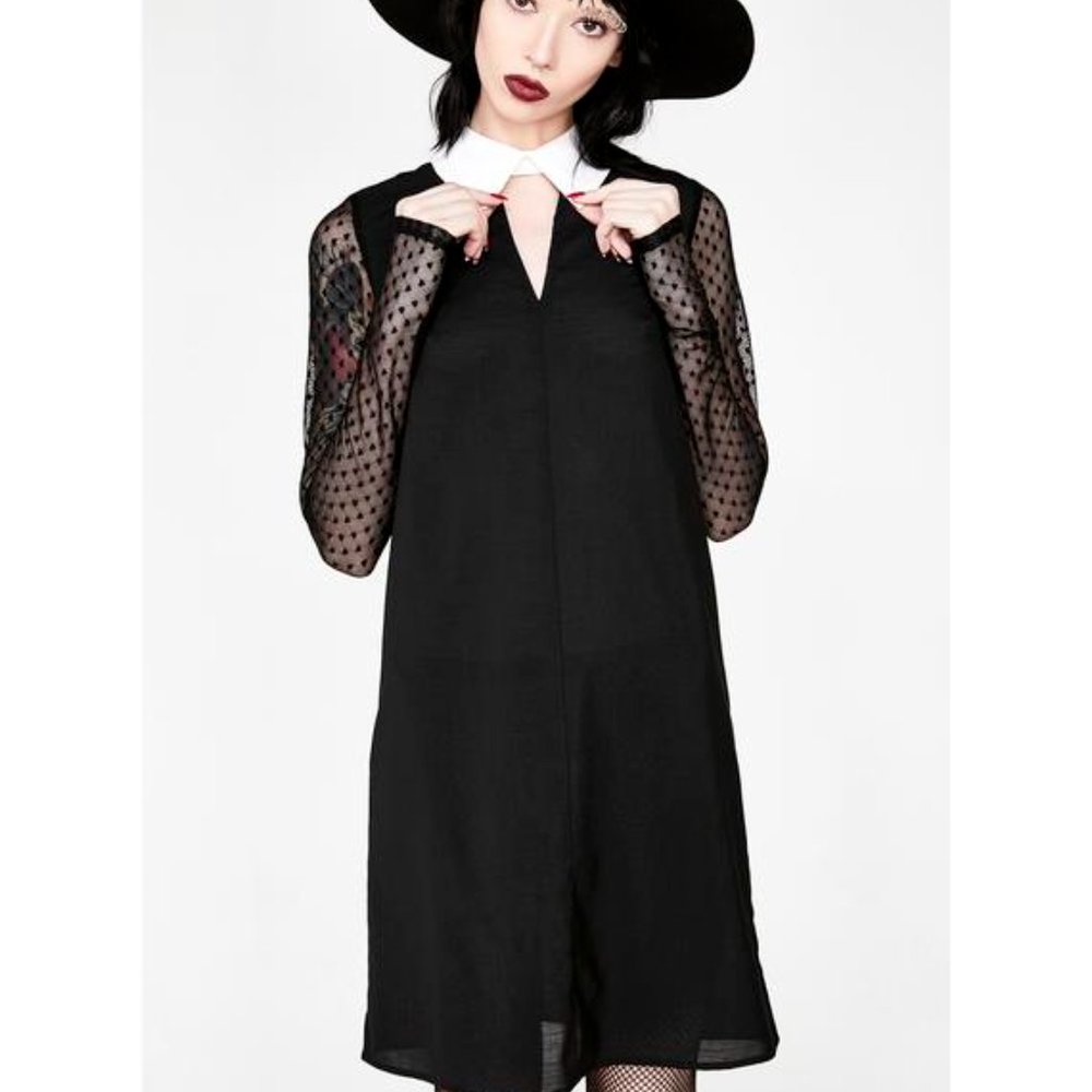 DISTURBIA WOE BLACK DRESS MESH SLEEVES - NEW! SM / UK 8